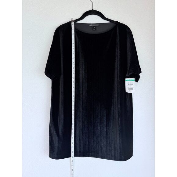 NWT ST JOHN Crushed Velvet Ribbed Short Dolman Sleeve Top in Black Size XS - Picture 11 of 12